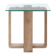 Barton Side Table Clr, Wood, Tempered Glass, Natural