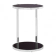Donal Side Table with Rounded Base, Steel, Tempered Glass, Silver