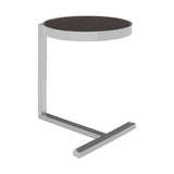 Donal Side Table with T-Shaped Base, Steel, Tempered Glass