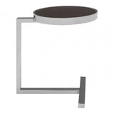 Donal Side Table with T-Shaped Base, Steel, Tempered Glass