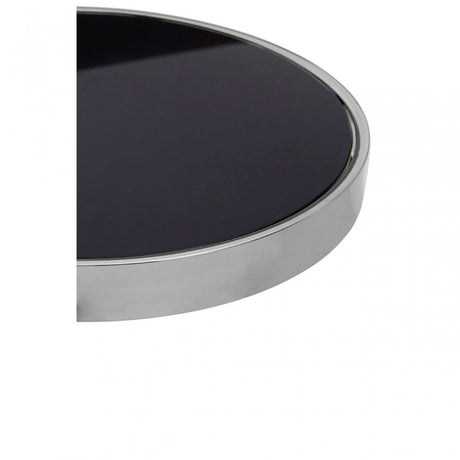 Donal Side Table with T-Shaped Base, Steel, Tempered Glass