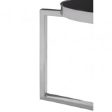 Donal Side Table with T-Shaped Base, Steel, Tempered Glass