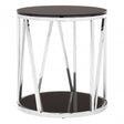Camperian Round Chrome Finish Side Table, Stainless Steel, Glass, Silver