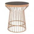 Camperian Copper Finish Round Side Table, Stainless Steel, Glass, Copper