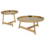 Camperian Set of 2 Round Tables, Metal, Gold