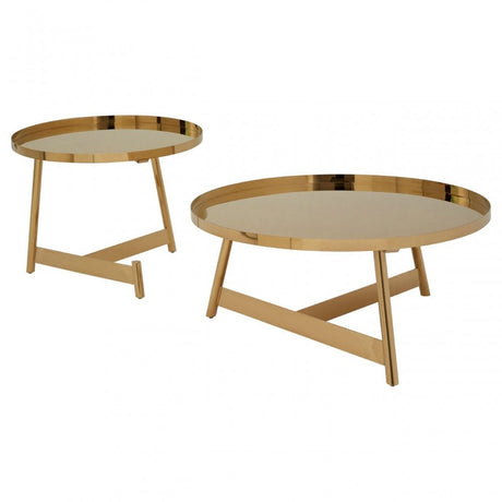 Camperian Set of 2 Round Tables, Metal, Gold