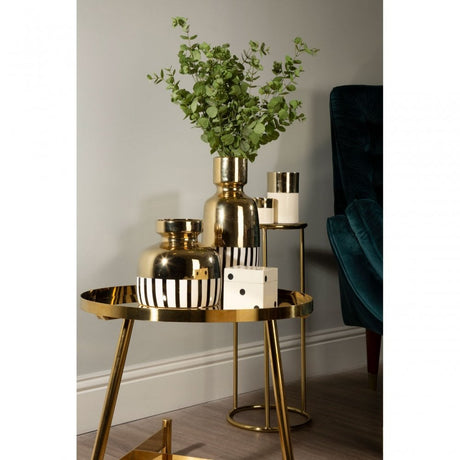Camperian Set of 2 Round Tables, Metal, Gold