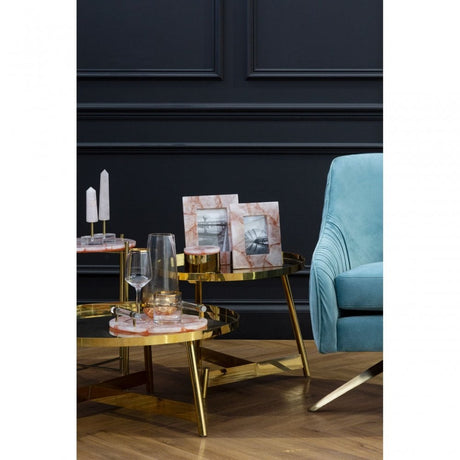 Camperian Set of 2 Round Tables, Metal, Gold