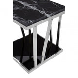Pantino Side Table with Black Marble Top, Marble, Stainless Steel, Black