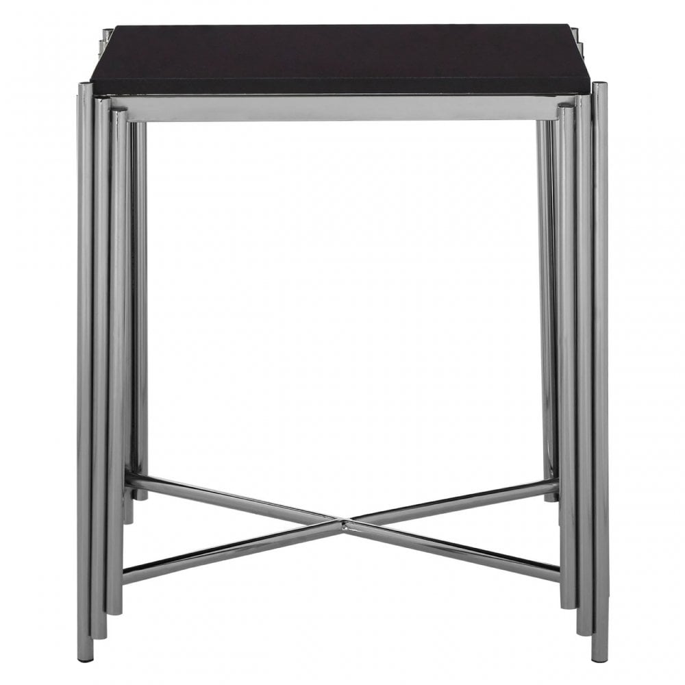 Clarice Side Table, Granite, Stainless Steel, Black