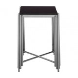 Clarice Side Table, Granite, Stainless Steel, Black