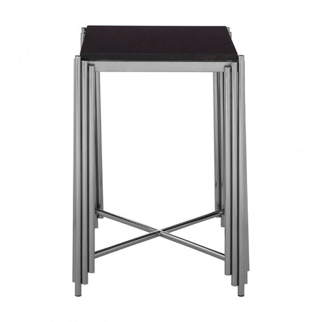 Clarice Side Table, Granite, Stainless Steel, Black