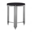 Clarice Round Side Table, Granite, Stainless Steel, Black