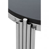Clarice Round Side Table, Granite, Stainless Steel, Black