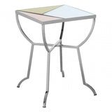 Sudia Square Side Table, Mirrored Glass, Stainless Steel