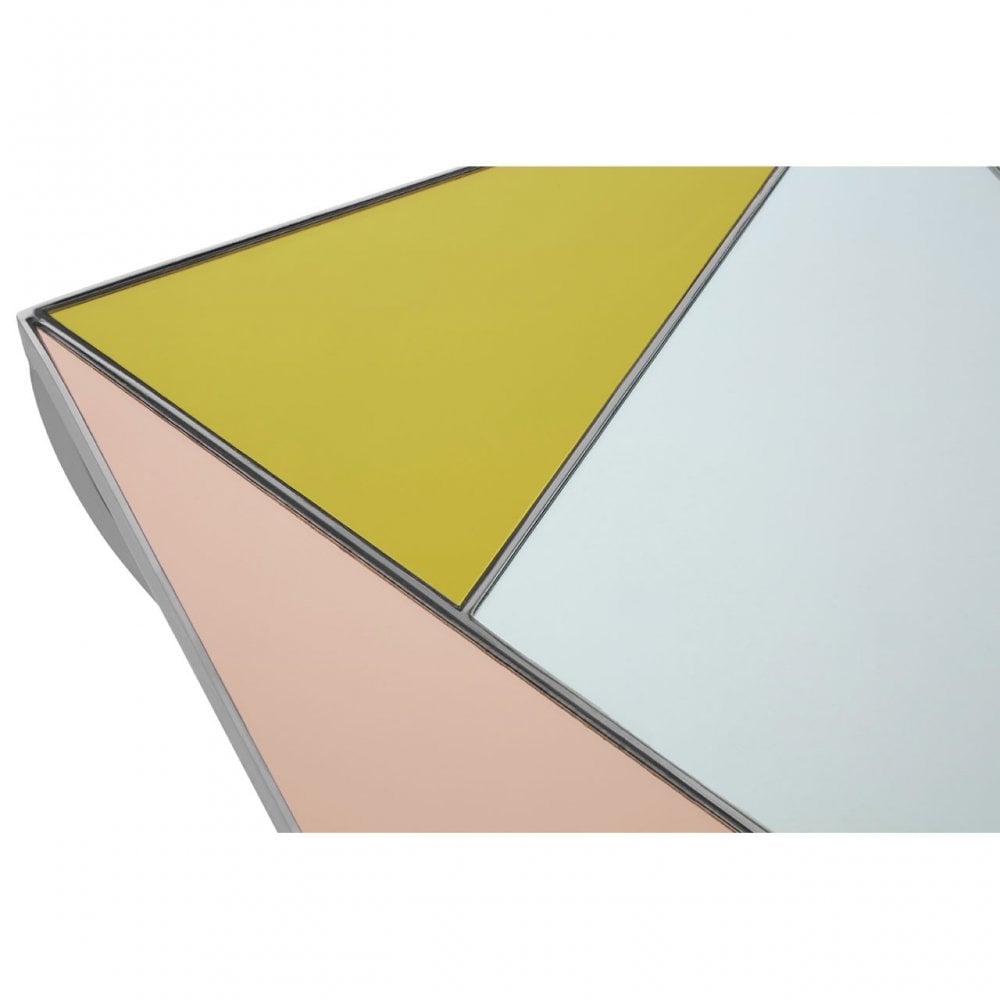 Sudia Square Side Table, Mirrored Glass, Stainless Steel