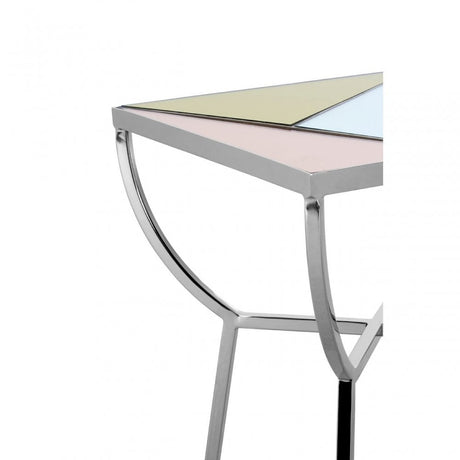 Sudia Square Side Table, Mirrored Glass, Stainless Steel