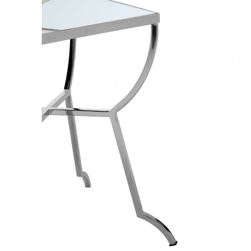 Sudia Square Side Table, Mirrored Glass, Stainless Steel