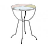 Sudia Round Side Table, Mirrored Glass, Stainless Steel