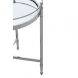 Zach Round Side Table, Aluminium, Brass, Mirrored Glass, Stainless Steel, Silver