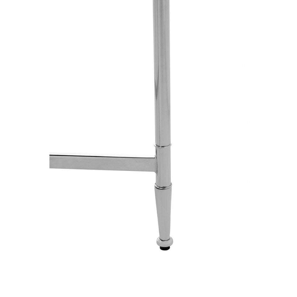 Zach Round Side Table, Aluminium, Brass, Mirrored Glass, Stainless Steel, Silver