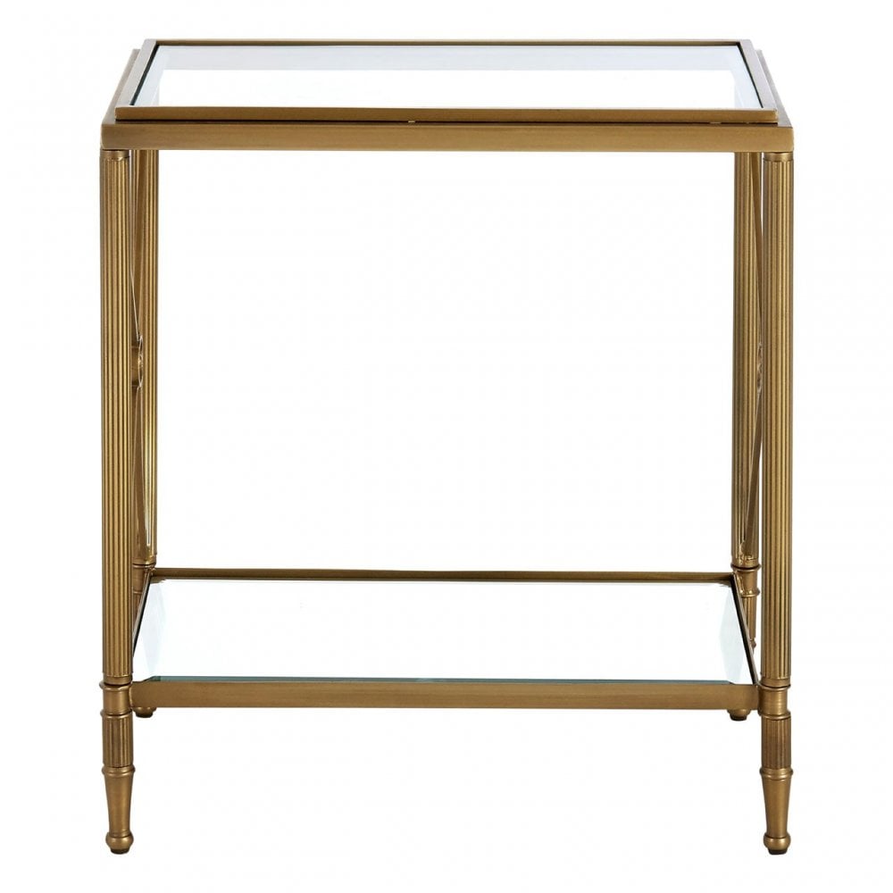 Hushie Rectangular Side Table, Aluminium, Brass, Glass, Iron, Mirrored Glass, Brass