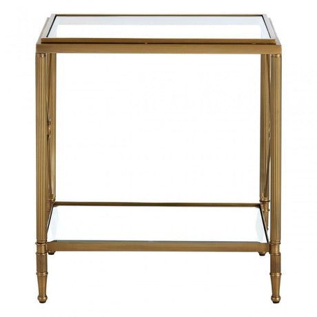 Hushie Rectangular Side Table, Aluminium, Brass, Glass, Iron, Mirrored Glass, Brass