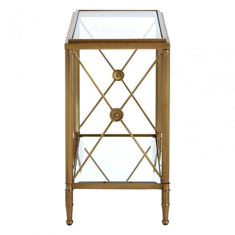 Hushie Rectangular Side Table, Aluminium, Brass, Glass, Iron, Mirrored Glass, Brass
