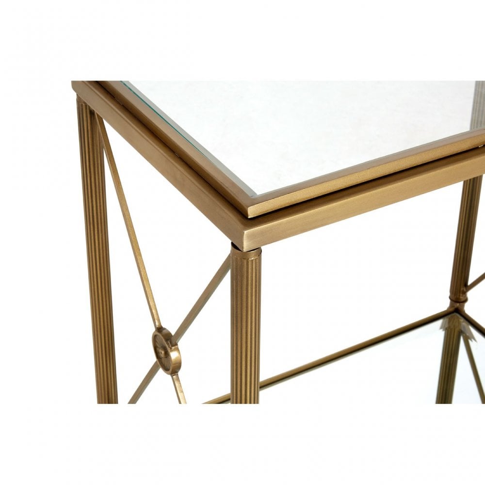 Hushie Rectangular Side Table, Aluminium, Brass, Glass, Iron, Mirrored Glass, Brass