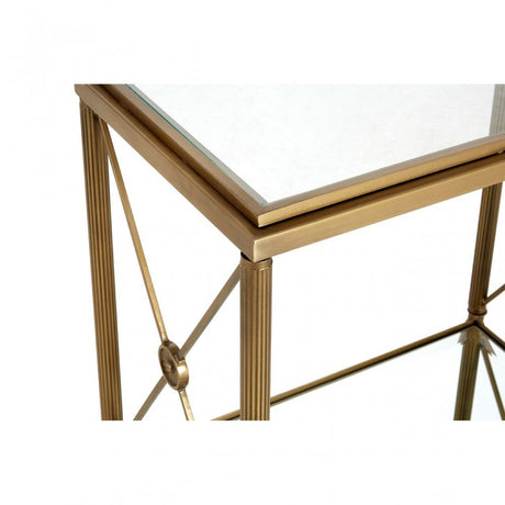 Hushie Rectangular Side Table, Aluminium, Brass, Glass, Iron, Mirrored Glass, Brass