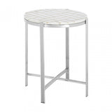 Eva Side Table, Marble, Stainless Steel, White