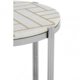 Eva Side Table, Marble, Stainless Steel, White
