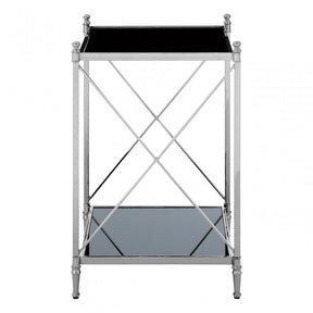 Hoffmann Side Table, Aluminium, Mirrored Glass, Stainless Steel, Black