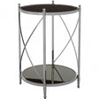 Hoffmann Round Side Table, Aluminium, Mirrored Glass, Stainless Steel, Black