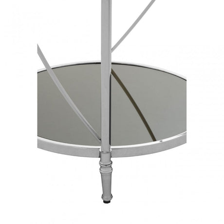 Hoffmann Round Side Table, Aluminium, Mirrored Glass, Stainless Steel, Black