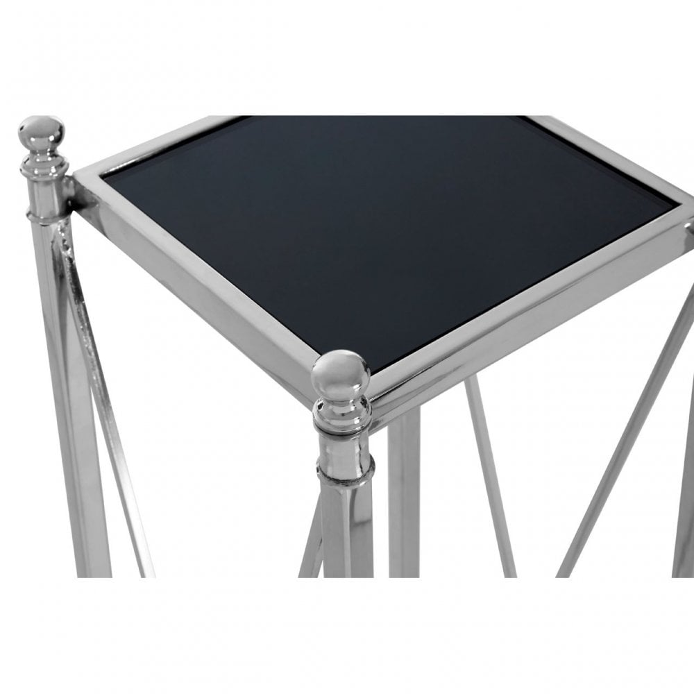 Hoffmann Plant Stand, Aluminium, Mirrored Glass, Stainless Steel, Black