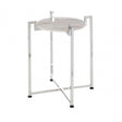 White Marble Side Table with Chrome Base, Marble, White