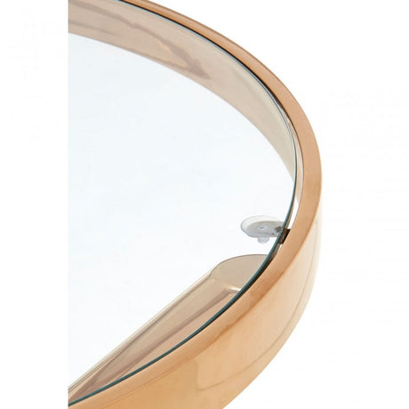 Donal Round / Rose Gold Side Table, Steel, Tempered Glass, Rose Gold