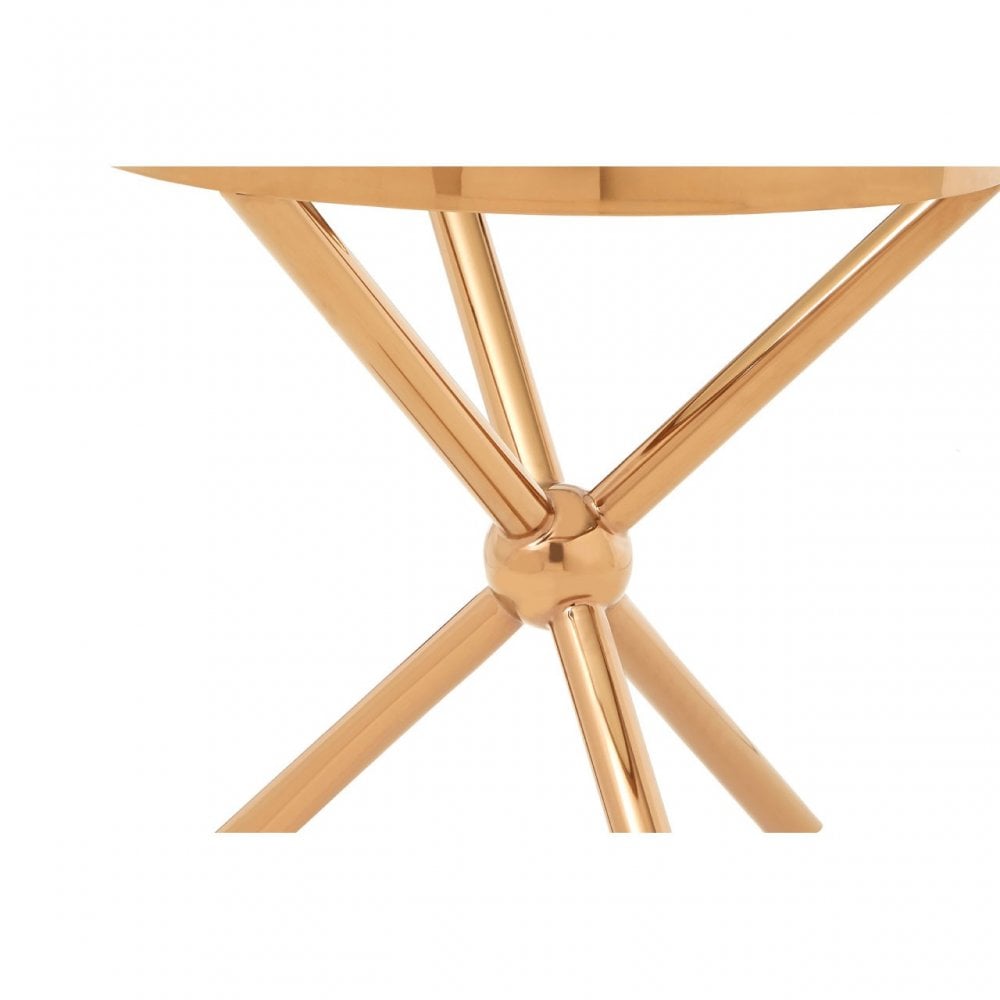 Donal Round / Rose Gold Side Table, Steel, Tempered Glass, Rose Gold