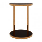 Donal 2 Tier Side Table, Steel, Tempered Glass, Gold