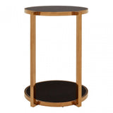 Donal 2 Tier Side Table, Steel, Tempered Glass, Gold