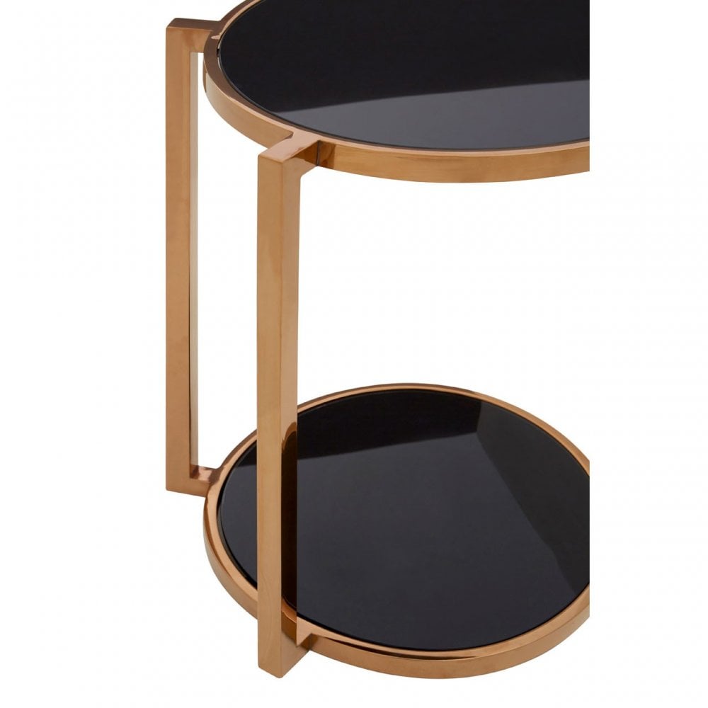 Donal 2 Tier Side Table, Steel, Tempered Glass, Gold