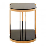 Donal Rose Gold / U-Shaped Side Table, Steel, Tempered Glass, Rose Gold
