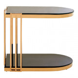 Donal Rose Gold / U-Shaped Side Table, Steel, Tempered Glass, Rose Gold