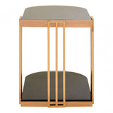 Donal Rose Gold / U-Shaped Side Table, Steel, Tempered Glass, Rose Gold