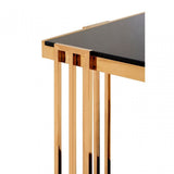 Donal Rose Gold / U-Shaped Side Table, Steel, Tempered Glass, Rose Gold