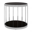 Donal Silver Cage Design Side Table, Steel, Tempered Glass, Silver