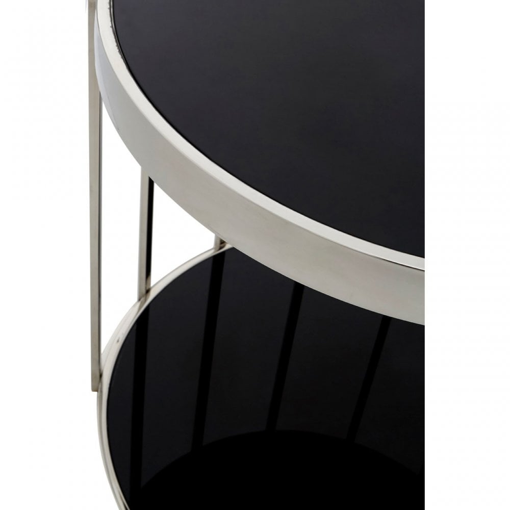 Donal Silver Cage Design Side Table, Steel, Tempered Glass, Silver