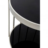 Donal Silver Cage Design Side Table, Steel, Tempered Glass, Silver