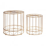 Set of 2 Lexi Round Side Tables, Metal, Gold